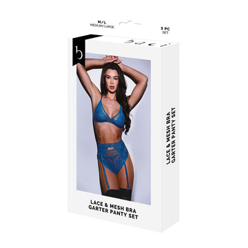 Underwear Set Baci Lingerie Garter & Panty Blue (S/M)